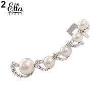 Ellastore Womens Elegant Rhinestone Faux Pearl Ear Hook Ear Clip Cuff Earrings