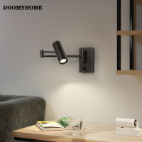 DOOMYHOME ไฟผนัง LED ที่ทันสมัยแบบหมุนได้สไตล์เรียบง่ายสำหรับห้องห้องนั่งเล่นห้องทำงานสำหรับข้างเตียงนอนรองเท้าส้นเตี้ยเดินในห้องโถงโคมไฟในร่ม5W