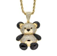 Exquisite Fashion Cartoon Style Zircon Panda Pendant Necklace Hip Hop Men Rock Punk Animal Jewelry Fashion Chain Necklaces