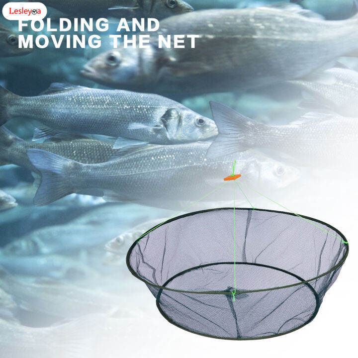 LesleyCa Portable Foldable Fishing Net Strong Nylon and Steel Wires
