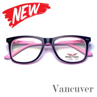 กรอบแว่นตา สำหรับตัดเลนส์ แว่นสายตา แว่นตา รุ่น Vancuver 3012 C-2 สีดำตัดชมพู ทรงรี ขาสปริง วัสดุ พลาสติกพีซี เกรดเอ เบา เหนียว ไม่แตกหัก