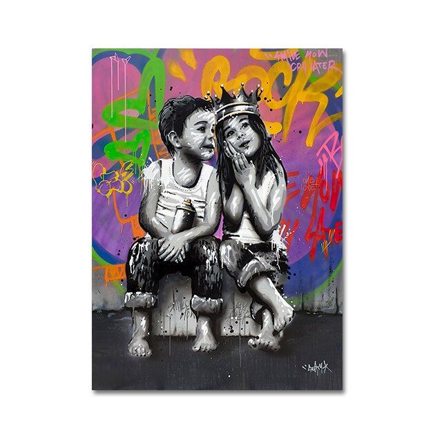 banksy-งานศิลปะโปสเตอร์-pop-street-art-รูปภาพผนังผ้าใบภาพวาด-dream-smile-ติดตามหัวใจของคุณ-สำหรับห้องนั่งเล่นตกแต่งบ้าน