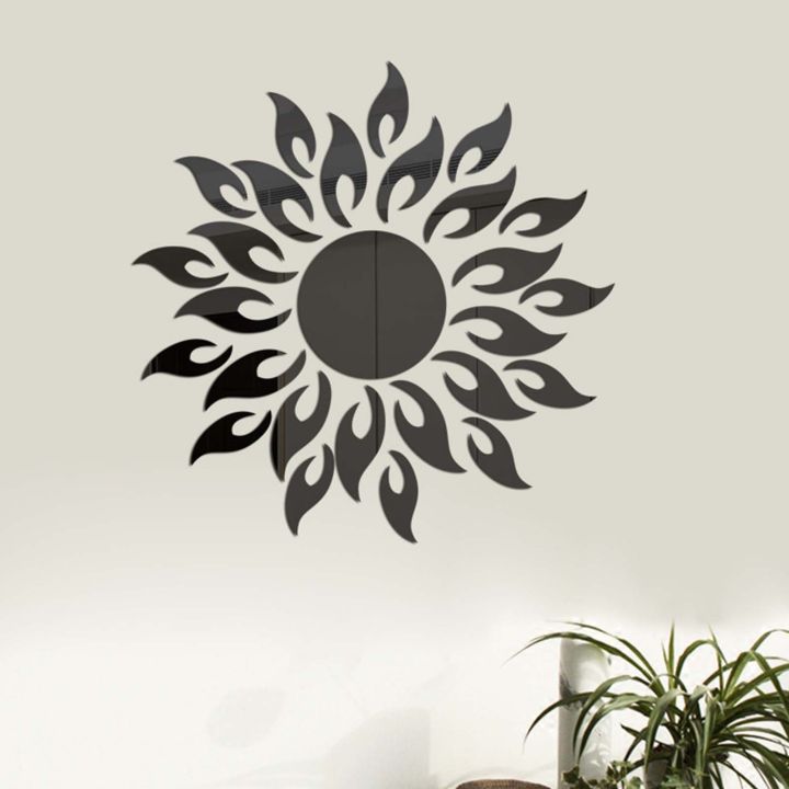 ready-stock-wall-sticker-sunflower-shape-home-decor-acrylic-decorating-3d-mirror-background-ornaments-for-living-room