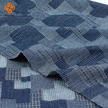 Jacquard Weave Denim Textile Cotton Thick Jacket Fabric for