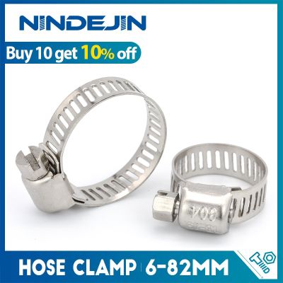NINDEJIN 3-10ชิ้นแหวนรัดสายยางปรับได้6-82สเตนเลสสตีลตัวหนอนคลิปท่อเกียร์ที่ล็อคท่อยางสำหรับท่อน้ำประปา
