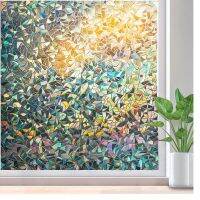 LUCKYYJ 3D Window Film Privacy Rainbow Effect Window Stickers Decorative Glass Tint Self-adhesive Film Anti-UV Heat Control