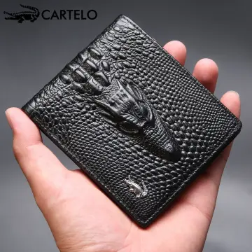 Branded Men Women Genuine Leather Crocodile Head Wallet Dark Brown Multi Card Organizer