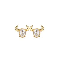 Silver Lucky Calf Stud Earrings 100 925 Sterling Silver Gold Plated Cow Animal Women Fashion Original Jewelry