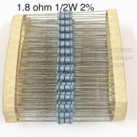 1.8 ohm 1/2W 2% Resistor ตัวต้านทาน 1.8โอห์ม 1/2วัตต์ ค่าความผิดพลาด+-2%  ตัวต้านทาน แบบคาร์บอนฟีล์ม Through Hole Resistor Carbon Film ของแท้นำเข้าไต้หวัน.