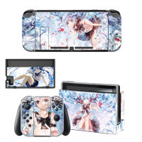 Anime Cute Girl Vinyl Screen Skin Protector Stickers for Nintendo Switch NS Console + Controller + Stand Holder Dock Skins
