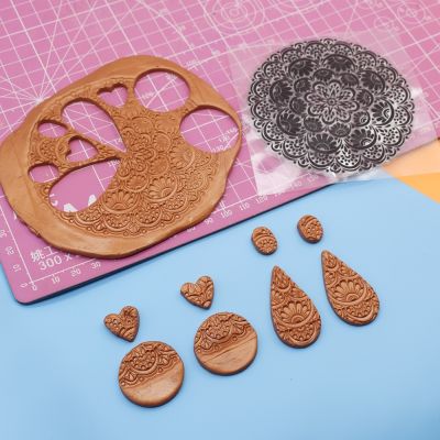 【CW】 9cm Round Mandala Polymer Clay Texture Sheets Pottery Transfer Sheet Press Print Modeling Impress for