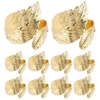 Leaf Shape Napkin Rings Of 10 Set Gold Napkin Rings for Table Setting Anniversary, Birthday,Party Of Table Setting