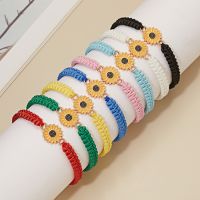 Colorful Lucky Sunflower Bracelets for Women Handmade Braided Wax Line Charm Friendship Bracelet Summer Beach Jewelry Charms and Charm Bracelet