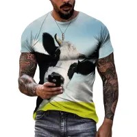 New 3D Funny Animal Cattle graphic t shirts Summer Men Fashion Personality Interest Printed Round Neck Short Sleeve Tees Tops