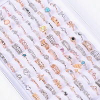 50pcslot Womens Fashion Exquisite Silver Golden Plated Jewelry Finger Rings Mix Style Wholesale