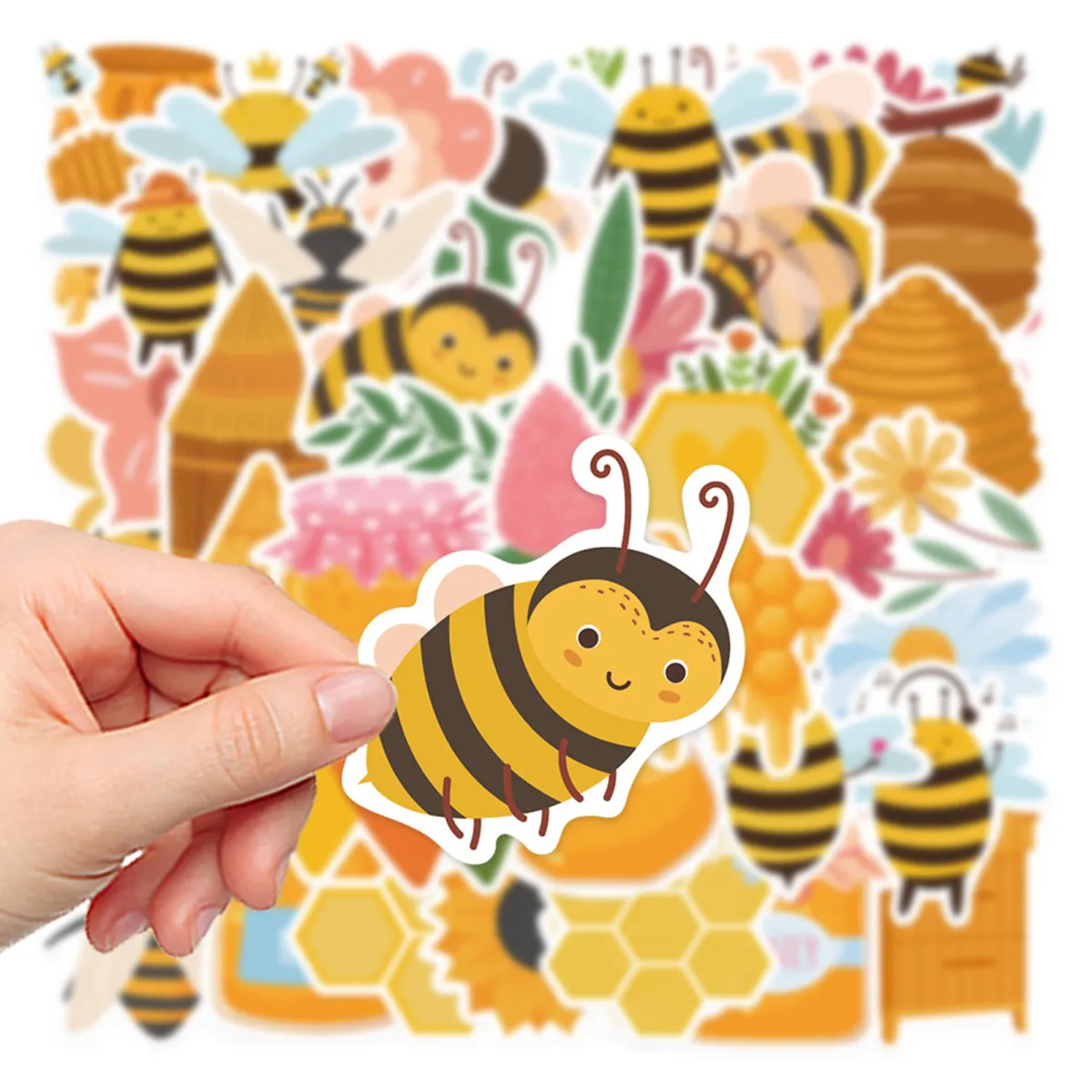 50 Miếng Dán Ong Hoạt Hình Miếng Dán Hình Con Ong Chăm Chỉ Hoa Mật Ong