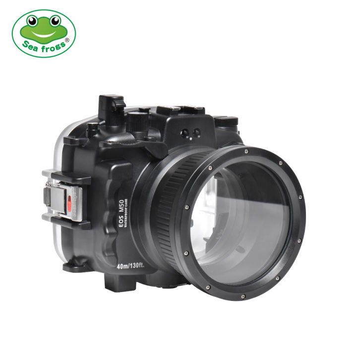 seafrogs-waterproof-40-meters-130-ft-camera-housing-for-canon-eos-m50-m50-ii-eos-kiss-m-for-22-18-55-15-45mm-lens-camera-case