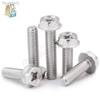 ♙☌ 10pcs M4 M5 M6 Bolt Stainless Steel Screws Hexagon Phillips Flange Head Hex Bolts 304