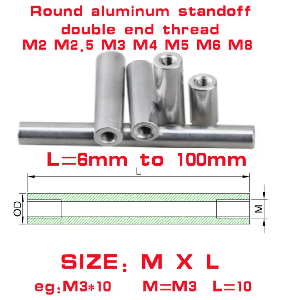 5-10pcs Aluminum Spacer Rods M2 M2.5 M3 M4 M5 M6 Round Aluminum