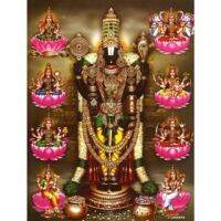 Vokateswara แบบบล็อกบัสเตอร์ขนาดเล็ก (God Perumal) พร้อมโปสเตอร์ Astalakshmi เทพเจ้าฮินดูศิลปะบนผนังสำหรับบ้านใหม่