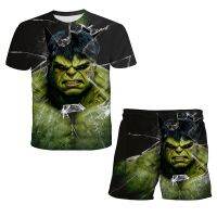 【CC】 Hulk Boys T-shirt Kids Top Shorts 2 Pcs Sets Superhero Captain Americ T-Shirts Children Cartoon Clothing