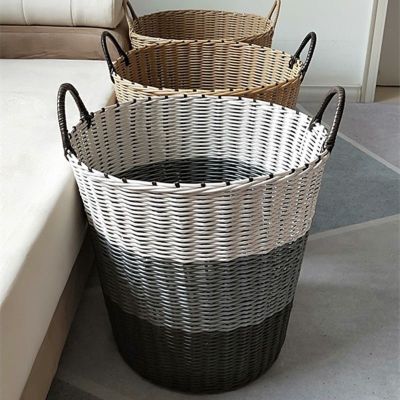 [COD] Plastic dirty clothes basket storage Lou put toys blue frame laundry bucket