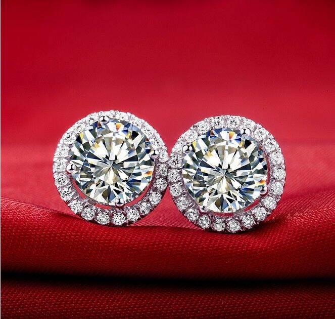 ของแข็ง18พันทองคำขาวต่างหู-au750-0-5ctชิ้น-moissanite-ต่างหูเพชรสำหรับสาวทดสอบธรรมชาติ-d-สีที่มีใบรับรอง