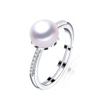 Dainashi Trendy 925 Sterling Silver Ring With Shiny Zircon 7-8Mm Natural Freshwater Pearl Fine Jewelry For Female AAAA