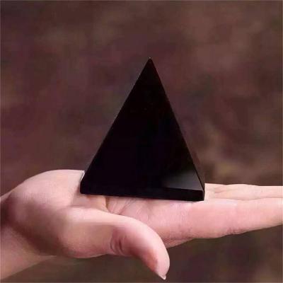 ；。‘【； Obsidian Pyramid Natural Crystal Stone Obsidian Pyramid Ornaments Stone Crafts Living Room Home Decoration