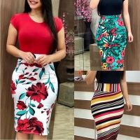 COD DSFGRDGHHHHH Women Fashion Floral Print Dress Short Sleeve Bohemian Bodycon Dress Beach Dress Plus JF