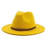 2023เทรนด์ Uomo Donna Tesa Larga Feltro Di Lana Jazz Fedora Cappelli Panama สไตล์ Trilby ปาร์ตี้หมวกทรงสูง Verde Giallo หมวกแต่งกายปาร์ตี้