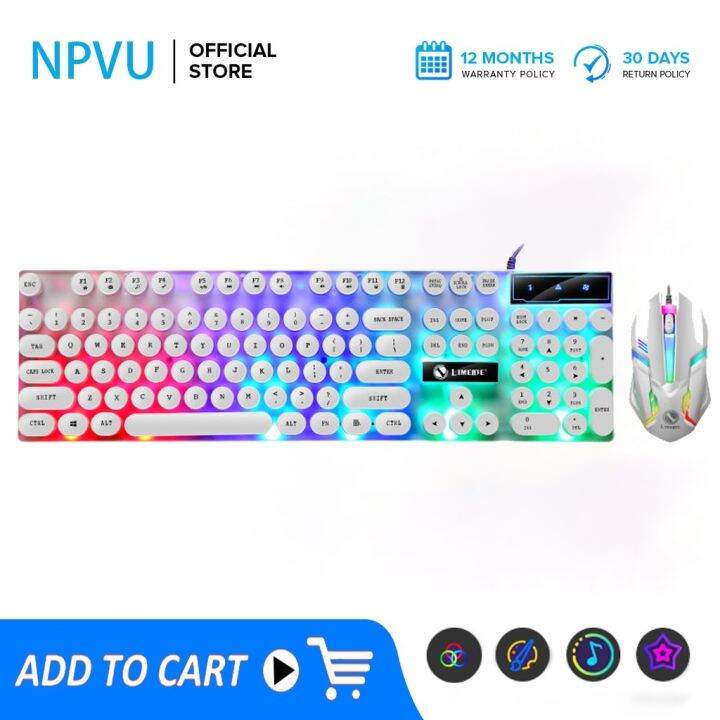 Gaming Keyboard and Mouse set Rainbow mechanical white keyboard for