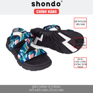 Giày sandal Shondo nam nữ đi học đế bằng đế đen quai vệt xanh dương F6S1030 thumbnail