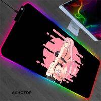 ❐₪✒ Anime Girl Zero Two RGB Kawaii Mouse Pad XL Luminous LED Laptop Mini Game Accessories Gamer Keyboard Carpet Pad Gaming Mouse pad