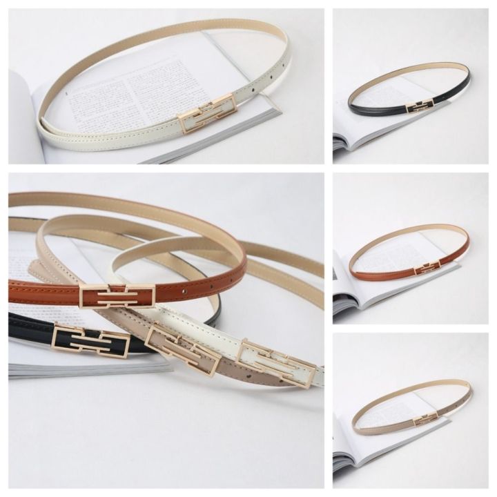 Pu Leather Belts Women Skinny Waist Belts Metal Buckle Solid