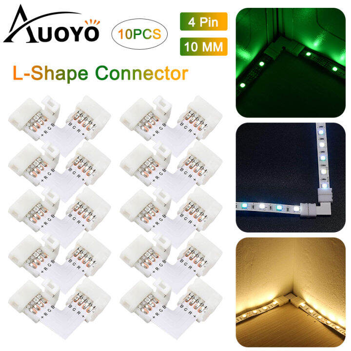 Auoyo 10pcs Corner Splitter LED Strip Lights Connector 4 Pin L Shape