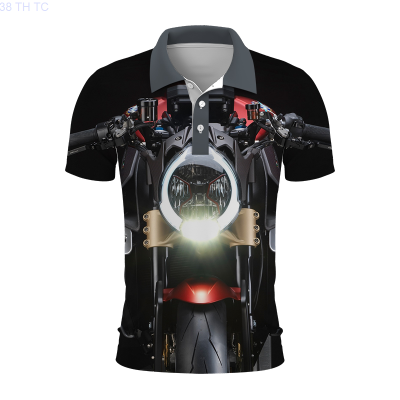 【high quality】  Mens Casual Short Sleeved Polo Shirt 3d Printed Motorcycle Button Mens Summer Fashion Top