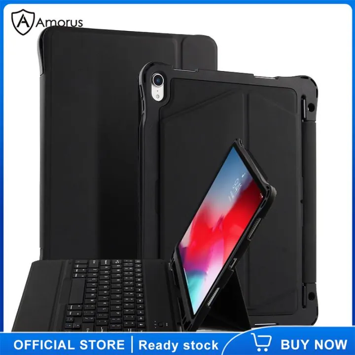 Amorus AJIUYU Bluetooth Keyboard Case with Apple Pencil Holder for iPad