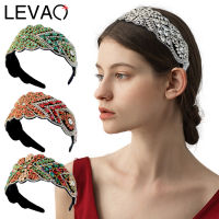 LEVAO New Womens Crystal Baroque Color Rhinestone Headband Pure Handmade Diamonds Luxury Ladies Hairband Hair Accessories