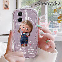 เคส Chenyyka สำหรับ Realme 10เคสลายการ์ตูนน่ารักผู้หญิงสวยเนื้อครีมเคสมือถือกันกระแทกแบบใสนิ่มลายคลื่นขอบลอนสุดสร้างสรรค์ปลอกโปร่งใสลายกล้องถ่ายรูปฝาครอบป้องกันสีอ่อนโยน