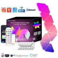 Smart LED Triangle Ambient Night Light Tuya WIFI+BT RGB Wall Lamp APP Dimmable Voice Control Game Room TV Backdrop Bedroom Decor Night Lights