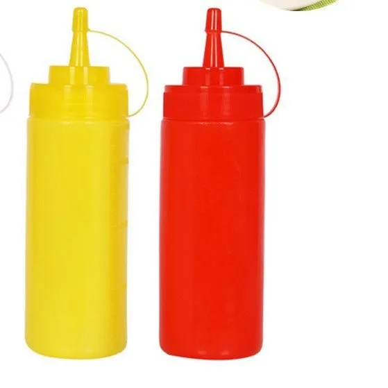 2IN1 Kitchen Plastic Squeeze Bottles Condiment Dispenser Ketchup ...