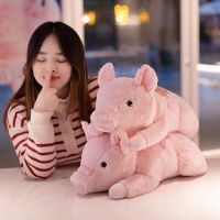 【CW】55CM Fluffy Pink Pig Plushie Stuffed Toys Simulation Lying Pigg Doll Kawaii Animal Pillow For Children Girls Christmas Gifts
