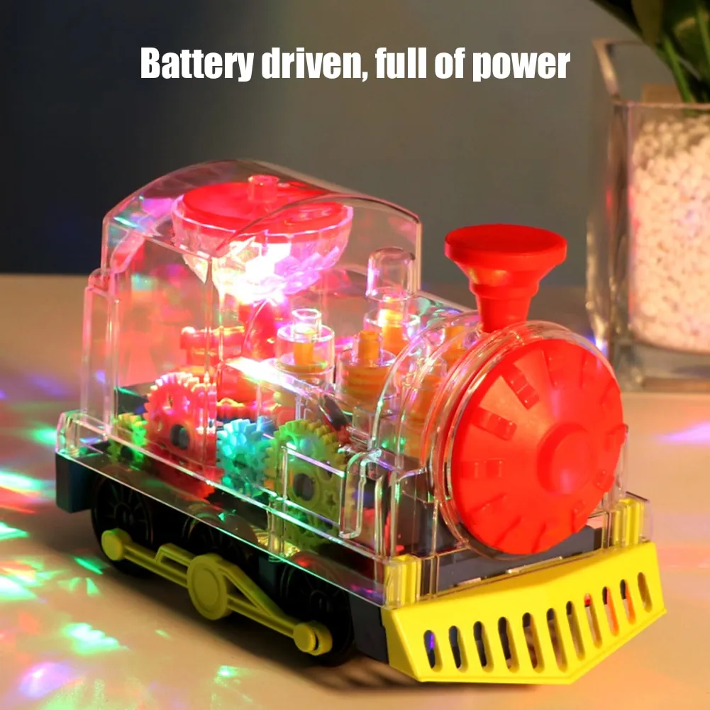 Children's Electric Universal Transparent Rotating Mechanical Gear Train  Cartoon Flashing Light Sound Music Train Toy 2021 New | Lazada PH