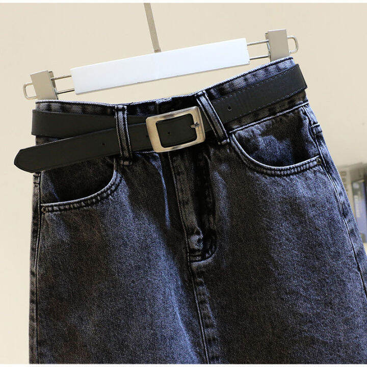 aigo-2022-new-spring-summer-women-blue-denim-skirt-casual-female-high-waist-a-line-mini-jeans-black-skirts-with-belt