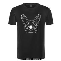 Geometric Polygon Dog Head T-shirt French Bulldog Pet T Shirts Simple line art Tshirt Minimalism Top Quality Mens Short Tees