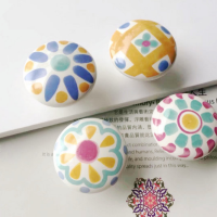 20211PC Cute Child Nordic Ceramic Single Round Knobs Wardrobe Kitchen Garden Door Handle Modern Cabinet Handle With Screw