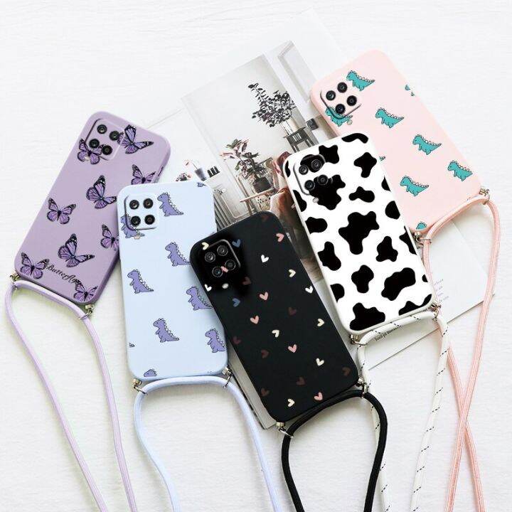 สำหรับ-samsung-galaxy-a12-6-5-funda-สายคล้องคอเชือกเส้นเล็กฝาครอบเคสโทรศัพท์ภาพดอกไม้สำหรับ-samsung-12-m12-f12-moblie-กระเป๋ากันชน-carterfa