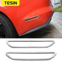 TESIN ABS Chrome Car Rear Bumper Side Warning Light Decoration Ring Exterior Accessories for Ford Mustang 2015-2022 Car Styling