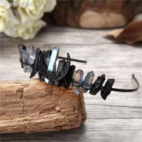 ❀♟☒ Luxury Crystal Crown Bridal Hair Accessories Wedding Handmade Retro Black Moon Tiara Crown Headband Frontlet Brides Hair Jewelry